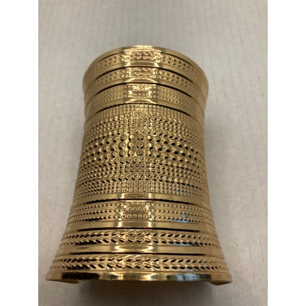 Gold tone Cuff Bracelet solid punched metal